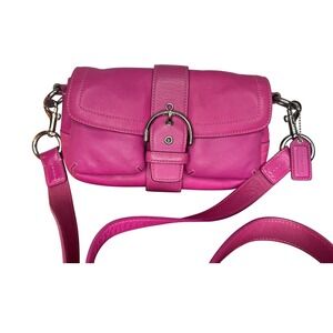 Coach 3683 MINI Vintage Y2K Soho Pink Leather Shoulder Bag Buckle Flap RARE HTF